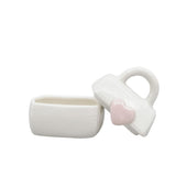 Handbag with Heart Trinket Box Pink & White 10cm