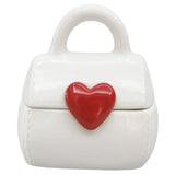Handbag with Heart Trinket Box Red & White 10cm
