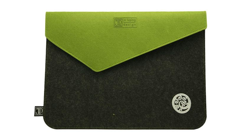 Ecofelt Laptop Bag - Ponga Grey & Green