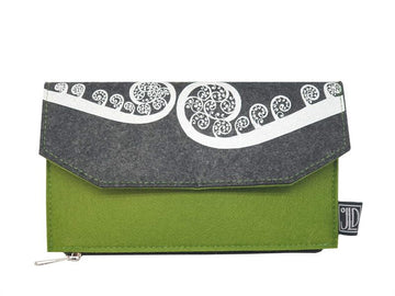 EcoFelt Wallet - Ponga Dark Grey & Green