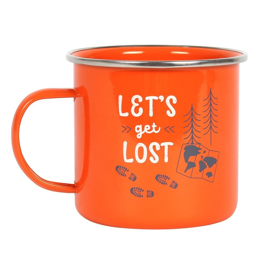Let's Get Lost Orange Enamel Mug