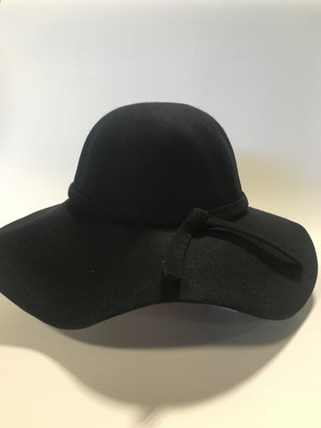 Black - Wool Wide Brim Floppy Hat