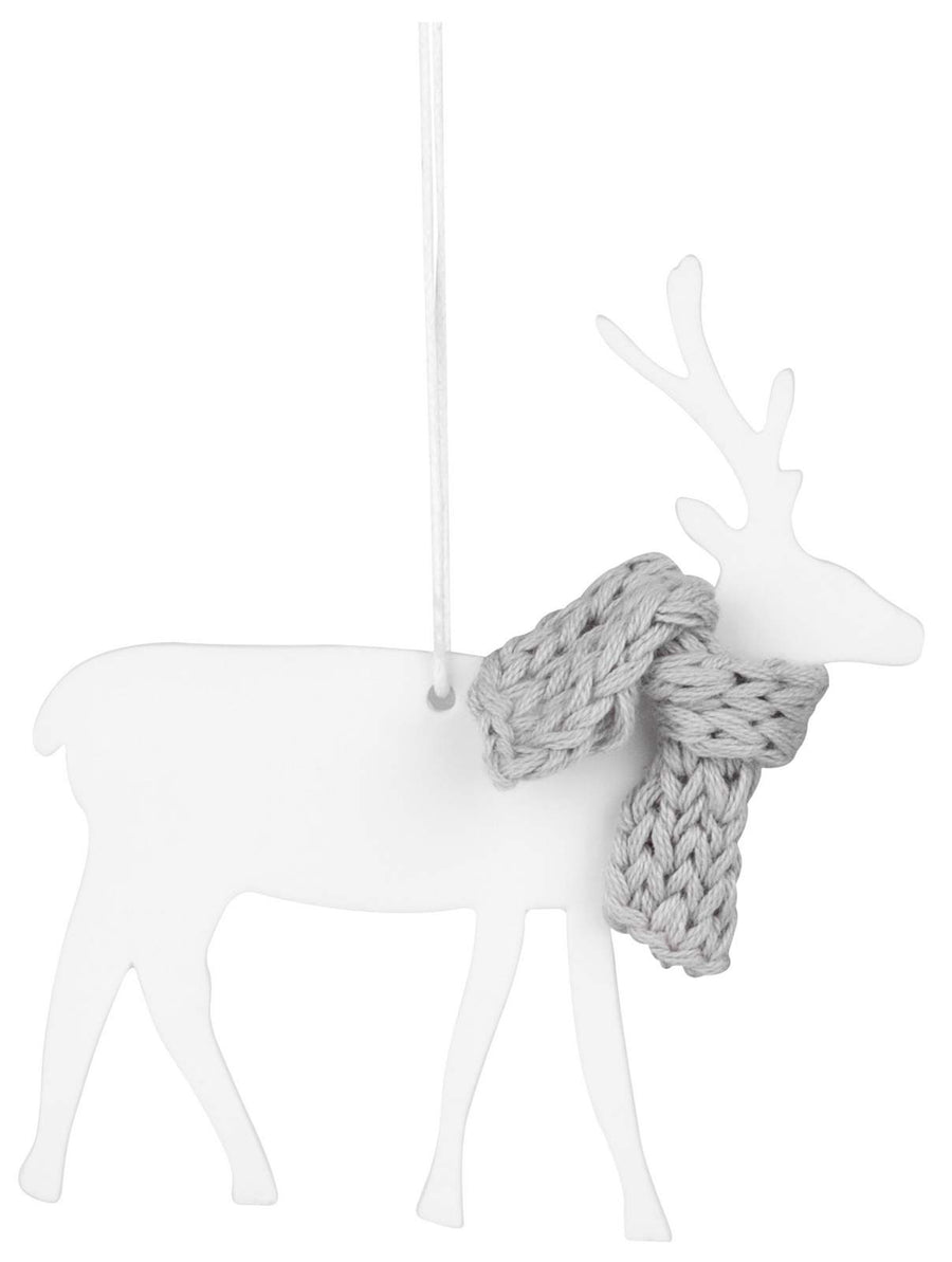 Stag With Scarf - Christmas Porcelain Hanging Decoration