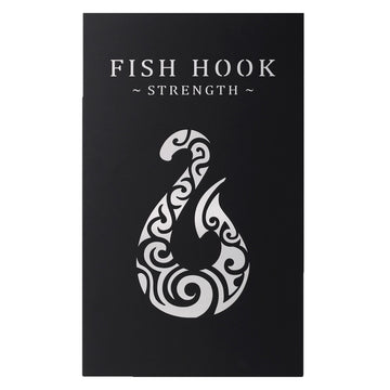 Fish Hook Metal Wall Art Black