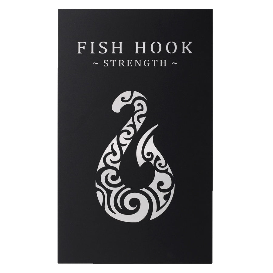 Fish Hook Metal Wall Art Black