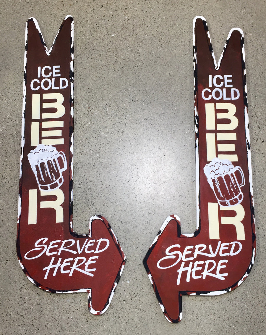 Arrow Hand Painted Signs - Ice Cold Beer