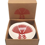 Red Pohutukawa Lace On White - 7cm Porcelain Bowl