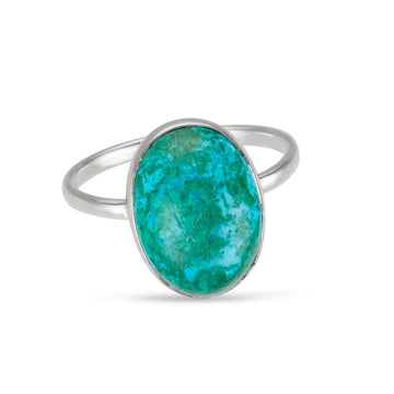 Dahlia Oval Chrysocalla Ring Faceted
