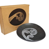 Ponga Frond 2 White On Charcoal - 24cm Porcelain Bowl