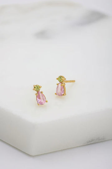 Charlotte Stud Earring - Gold/Pink/Green