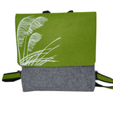Toetoe White On Green - Ecofelt Backpack