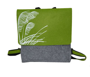 Toetoe White On Green - Ecofelt Backpack