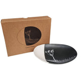 Coastal Ti Kouka Dipped White On Black - 24cm Porcelain Bowl