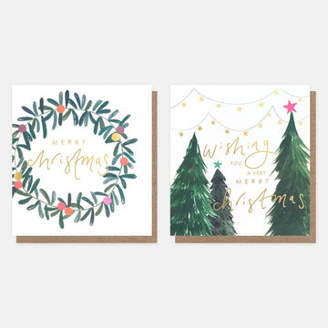 Wreath / Trees 8 Pkt - Christmas Card Pack