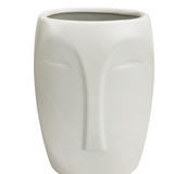 Aztec Face Vase White Med