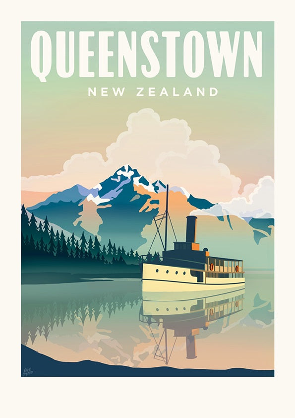 Queenstown, Lake Wakatipu - A3 Print
