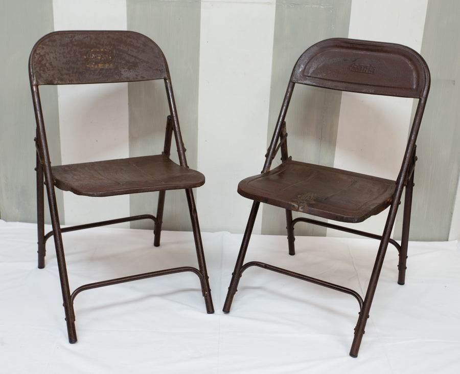 Set 2 Recycled Metal Folding Chairs