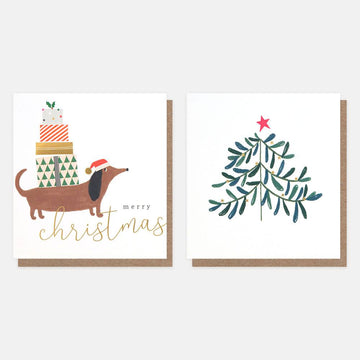Dog / Tree 8 Pkt - Christmas Card Pack