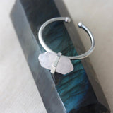 SILVER ROSE QUARTZ INTENTION RING