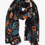 Black Scarf - Flowers & Gold Foil
