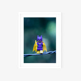Batgirl On A Wire - A4 (White) Framed Art