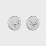 Round Untamed Antler Stud Earring - Silver