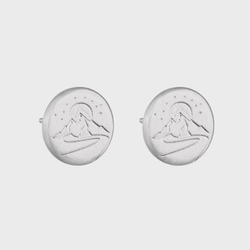 Round Mighty Maunga Stud Earring - Silver