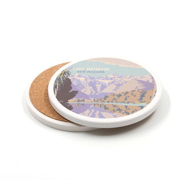 Lake Matheson Tourist Ceramic Coaster