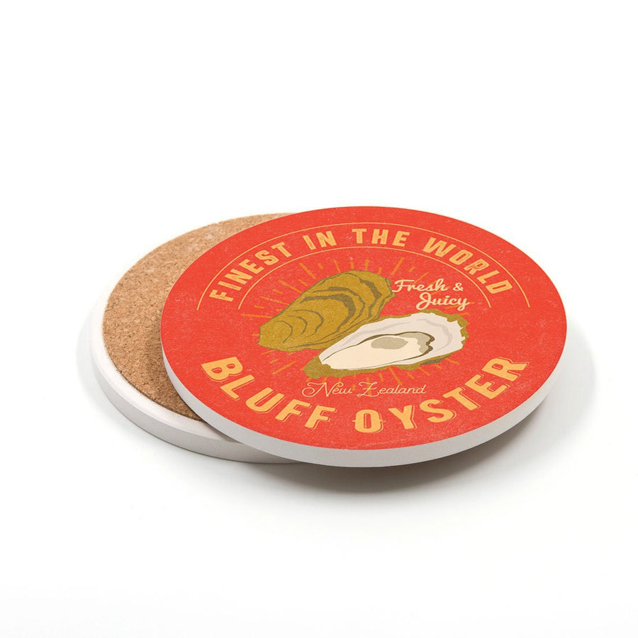 NZ Seafood Oysters Ceramic Coaster