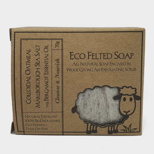 Eco Felted Soap - Colloidal Oatmeal & Salt With Bergamot Oil