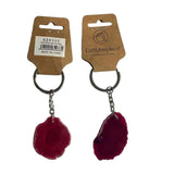 Pink Sliced Agate Keyring