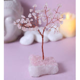 Rose Tree Quartz Stone Base with Gem Chips