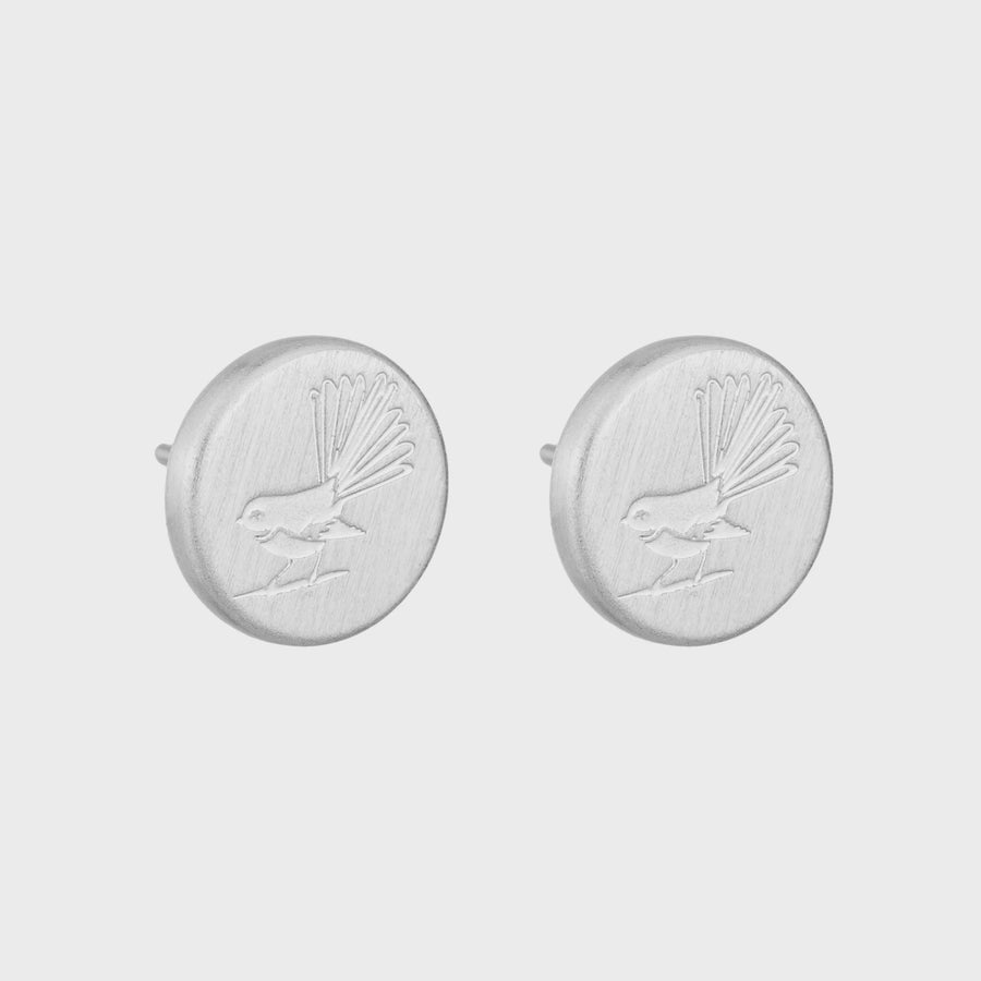 Round Fantail Stud Earring - Silver