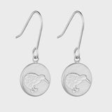 Round Kiwi Pendant Earring - Silver