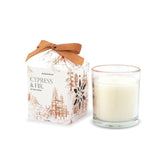 Cypress & Fir Glass Candle Box with Ornament
