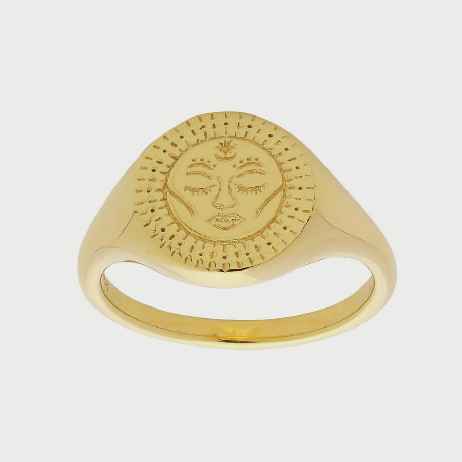 Moon Signet Ring Gold