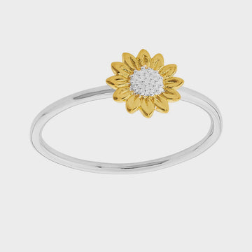 Delicate Sunflower Ring Silver/Gold