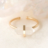 Gold Clear Quartz Intention Ring
