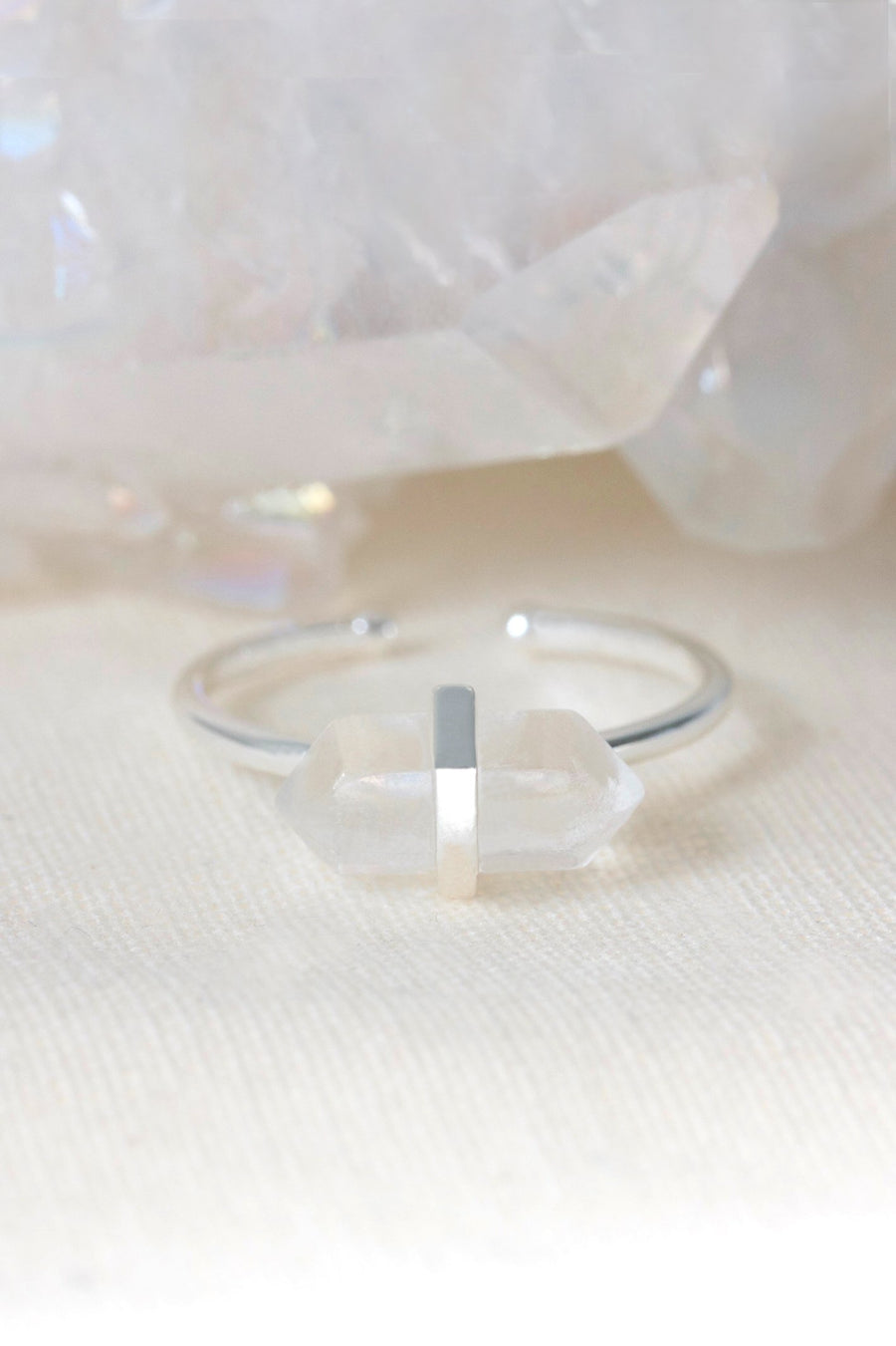 Silver Clear Quartz Intention Ring