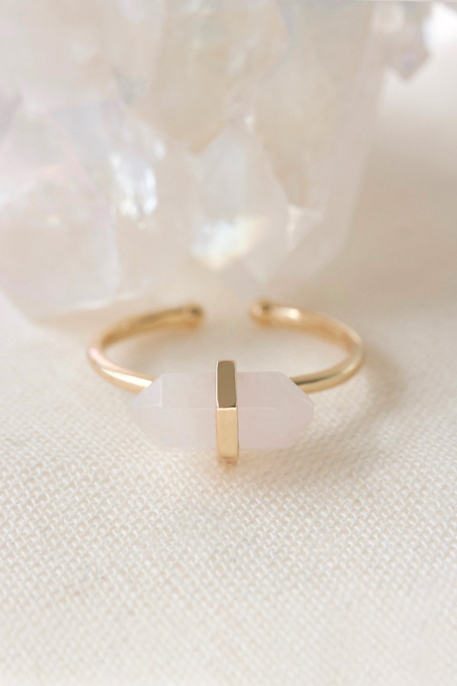 Gold Rose Quartz Ring