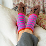 Cozy Sock Pink Blue Dog