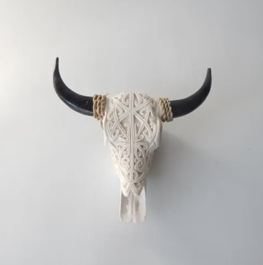 Resin Cow Skull on Stand - Small