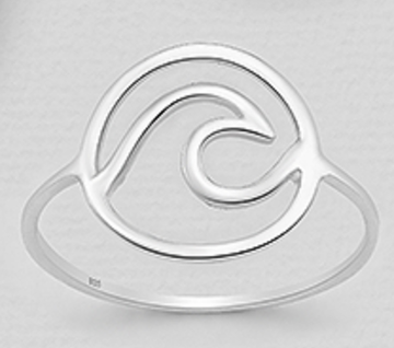 Wave in Circle Ring - Sterling Silver