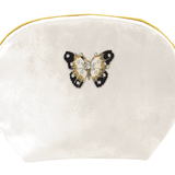 White Butterfly - Brooch Velvet Bag