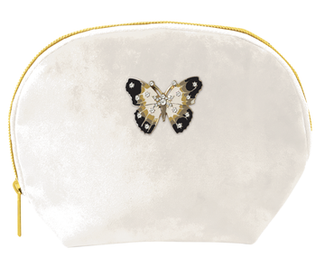 White Butterfly - Brooch Velvet Bag