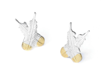 Huia Feather - Studs Silver