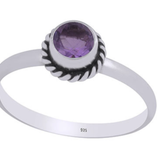Amethyst Round Ring - Sterling Silver