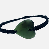 Greenstone Heart Bracelet - Macrame Strap