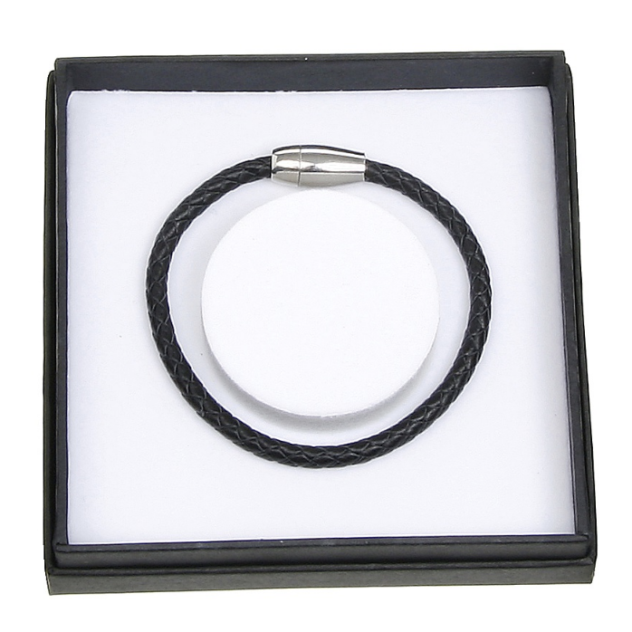 Equilibrium Men Leather Bracelet - Black