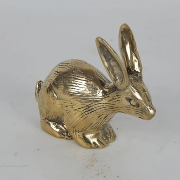 Brass Rabbit Crouching - 7cm